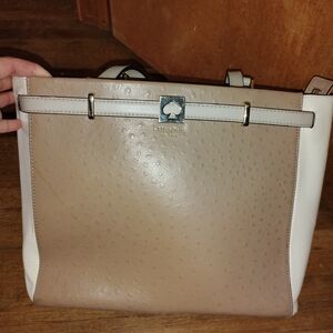 kate spade Beige and White Tote Bag
